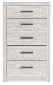 Cayboni Whitewash Twin Panel Bed, Dresser and Chest - B3788B11