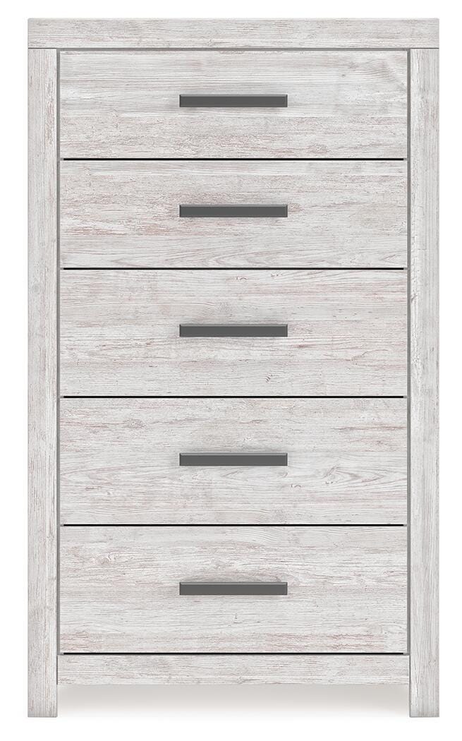 Cayboni Whitewash Twin Panel Bed, Dresser and Chest - B3788B11
