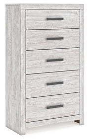 Cayboni Whitewash Twin Panel Bed, Dresser and Chest - B3788B11
