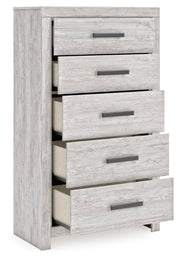 Cayboni Whitewash Twin Panel Bed, Dresser and Chest - B3788B11