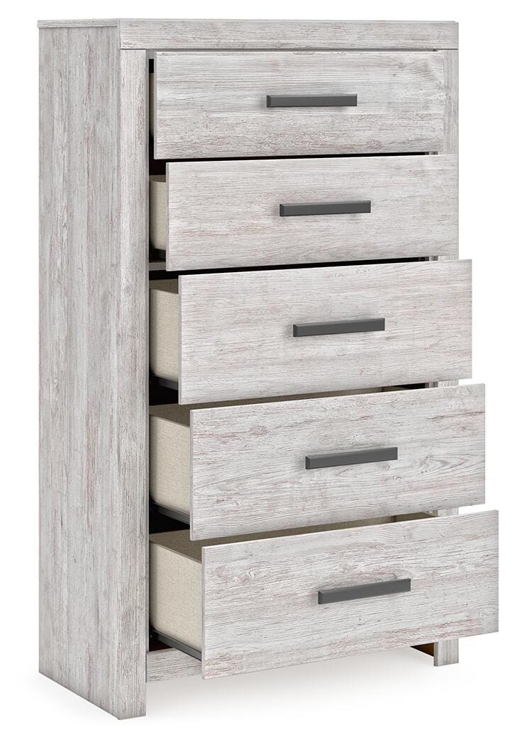 Cayboni Whitewash Twin Panel Bed, Dresser and Chest - B3788B11
