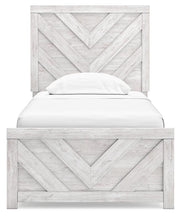 Cayboni Whitewash Twin Panel Bed, Dresser and Chest - B3788B11