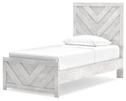 Cayboni Whitewash Twin Panel Bed, Dresser and Chest - B3788B11