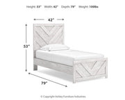 Cayboni Whitewash Twin Panel Bed, Dresser and Chest - B3788B11