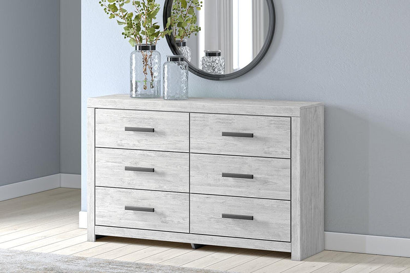 Cayboni Whitewash Twin Panel Bed, Dresser and Chest - B3788B11