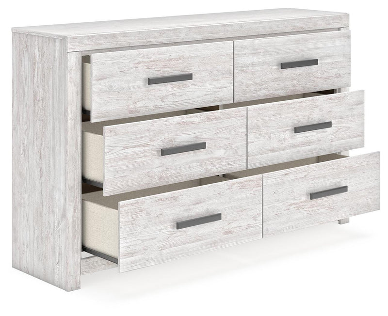 Cayboni Whitewash Twin Panel Bed, Dresser and Chest - B3788B11