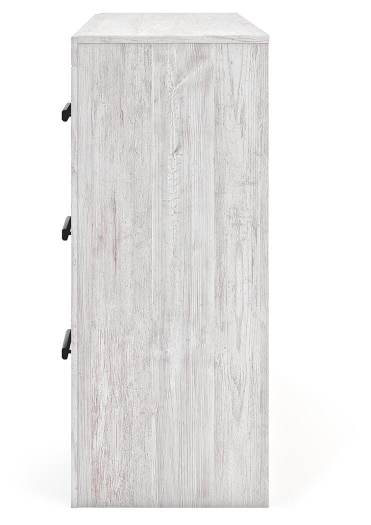 Cayboni Whitewash Twin Panel Bed, Dresser and Chest - B3788B11