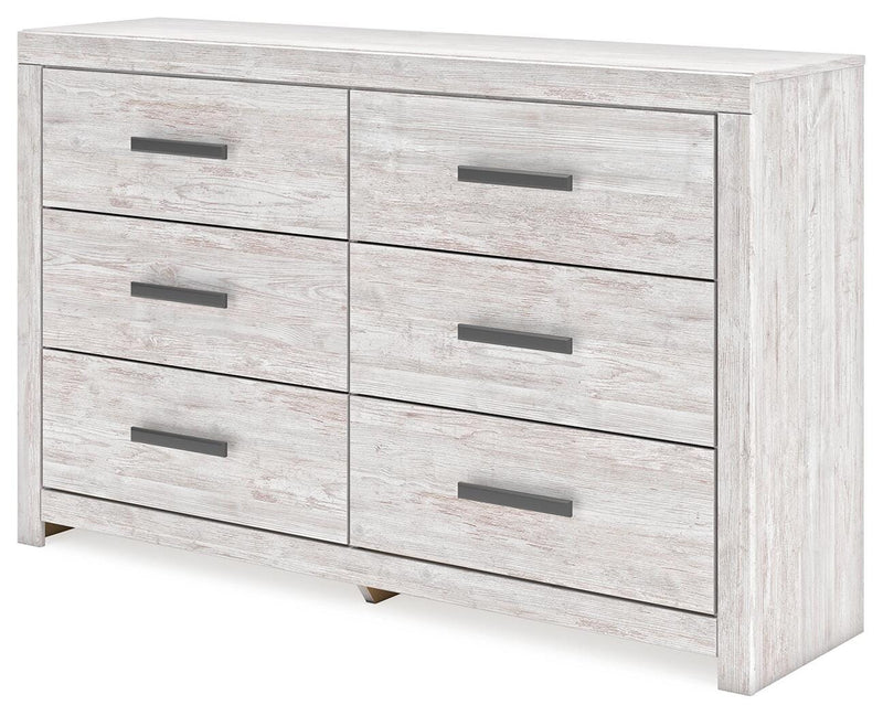 Cayboni Whitewash Twin Panel Bed, Dresser and Chest - B3788B11