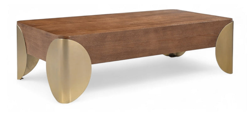 Cazari Oak Wood And Iron Coffee Table in Brown - 746Brown-CT