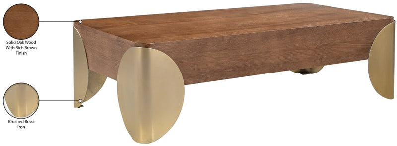Cazari Oak Wood And Iron Coffee Table in Brown - 746Brown-CT