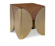 Cazari Oak Wood And Iron End / Side Table in Brown - 746Brown-ET