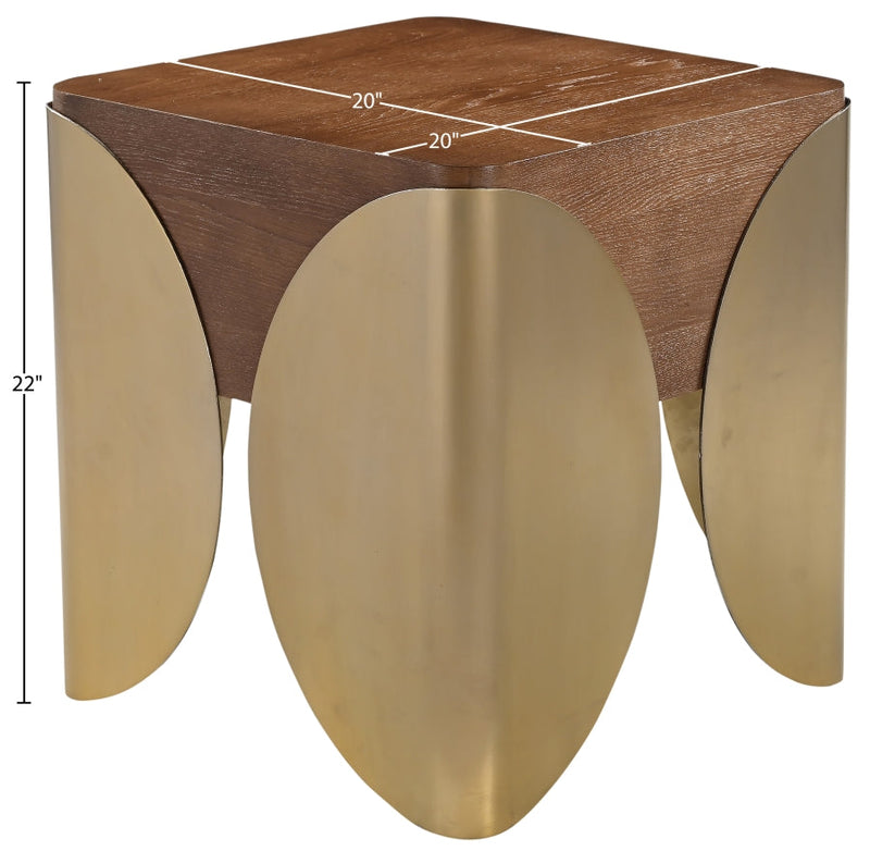 Cazari Oak Wood And Iron End / Side Table in Brown - 746Brown-ET
