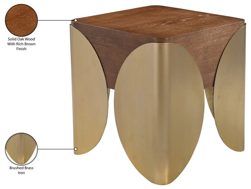 Cazari Oak Wood And Iron End / Side Table in Brown - 746Brown-ET