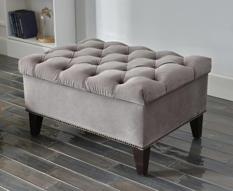 Cecilia Storage Ottoman (Pearla Grey) - Gate FurnitureOttoman