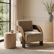 Cedra Velvet Performance Fabric Upholstered Chair in Beige - 33055Beige