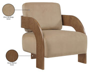 Cedra Velvet Performance Fabric Upholstered Chair in Beige - 33055Beige