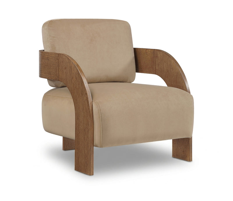 Cedra Velvet Performance Fabric Upholstered Chair in Beige - 33055Beige