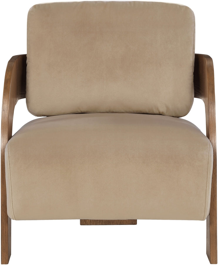 Cedra Velvet Performance Fabric Upholstered Chair in Beige - 33055Beige