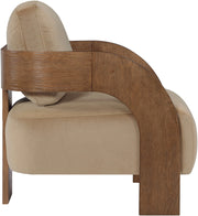 Cedra Velvet Performance Fabric Upholstered Chair in Beige - 33055Beige