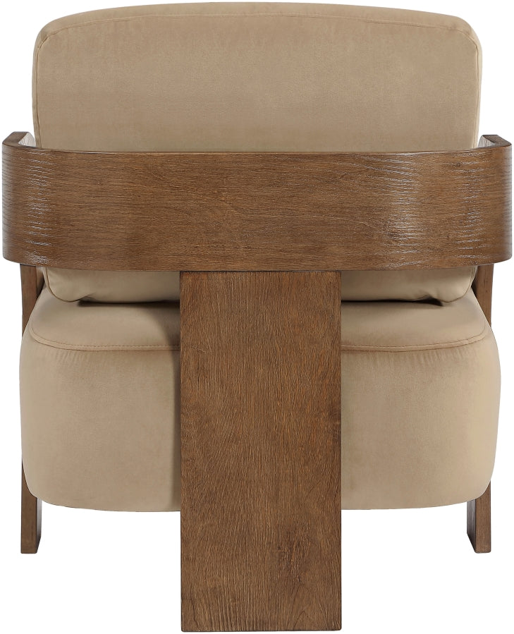 Cedra Velvet Performance Fabric Upholstered Chair in Beige - 33055Beige