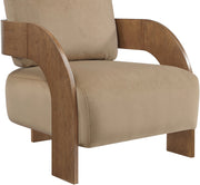 Cedra Velvet Performance Fabric Upholstered Chair in Beige - 33055Beige