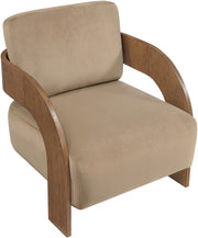Cedra Velvet Performance Fabric Upholstered Chair in Beige - 33055Beige