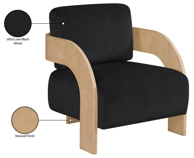 Cedra Velvet Performance Fabric Upholstered Chair in Black - 33054Black