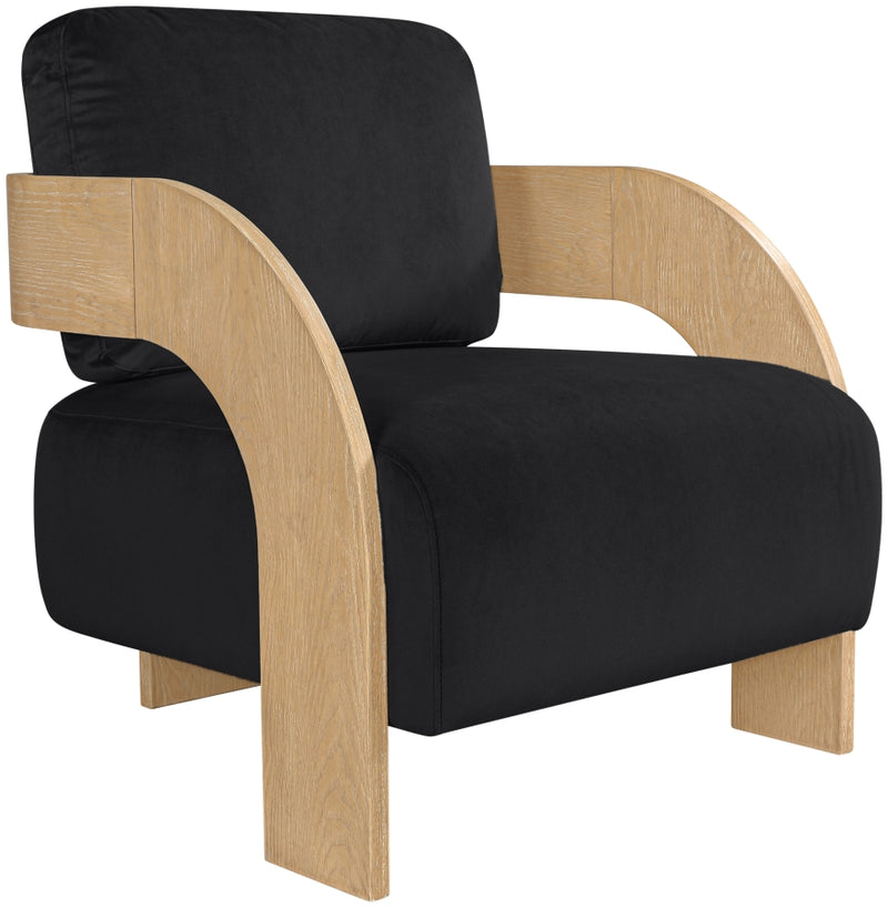 Cedra Velvet Performance Fabric Upholstered Chair in Black - 33054Black