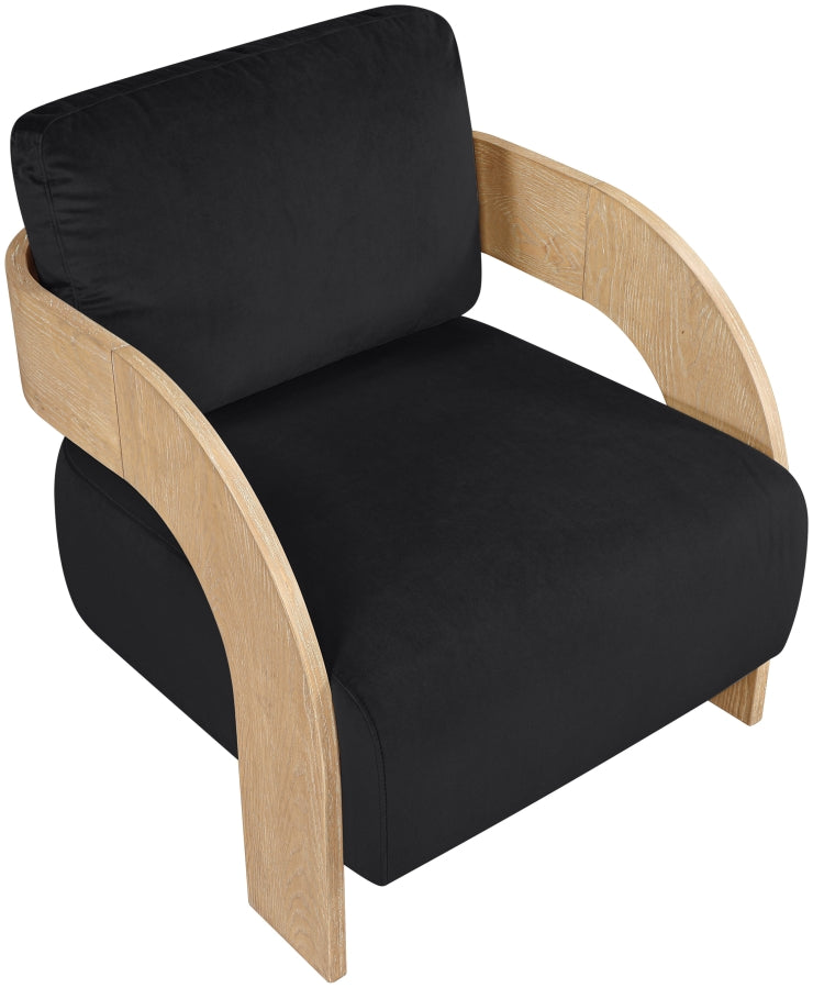 Cedra Velvet Performance Fabric Upholstered Chair in Black - 33054Black