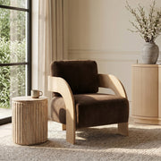 Cedra Velvet Performance Fabric Upholstered Chair in Brown - 33054Brown