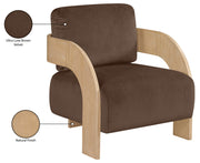 Cedra Velvet Performance Fabric Upholstered Chair in Brown - 33054Brown