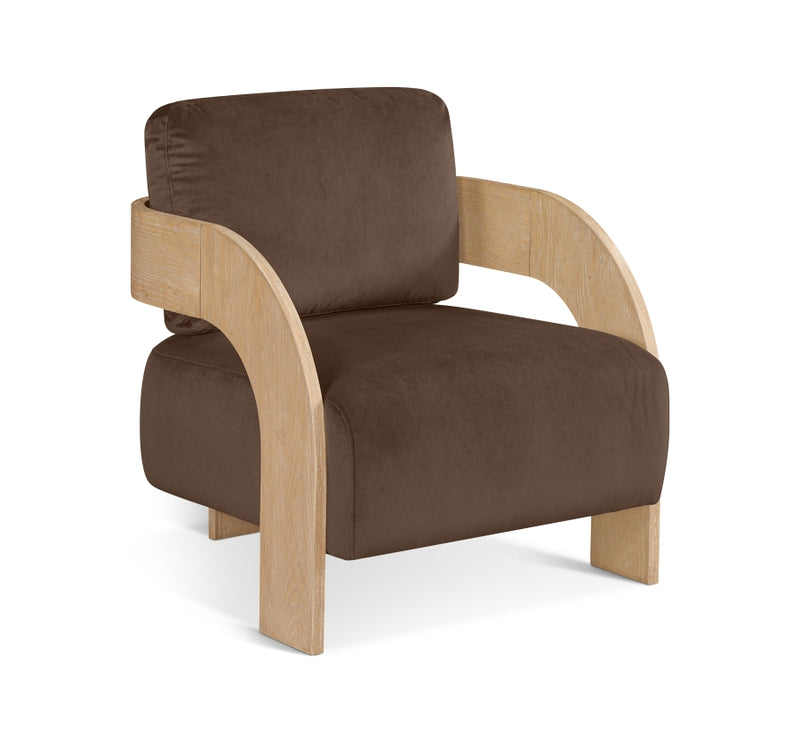 Cedra Velvet Performance Fabric Upholstered Chair in Brown - 33054Brown