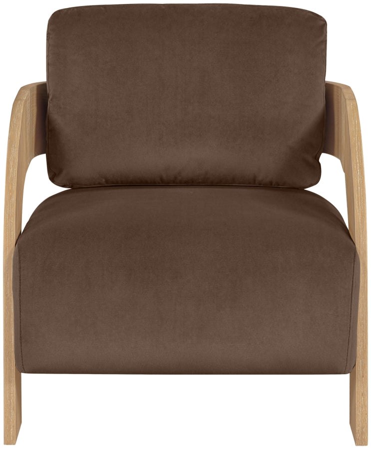 Cedra Velvet Performance Fabric Upholstered Chair in Brown - 33054Brown