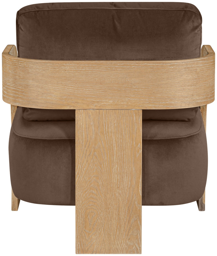 Cedra Velvet Performance Fabric Upholstered Chair in Brown - 33054Brown