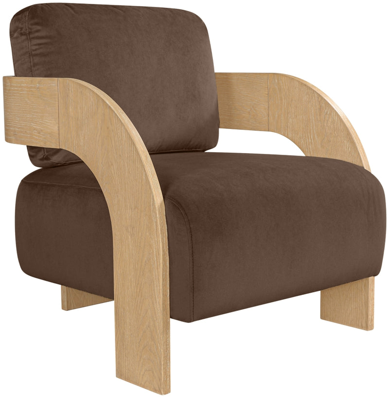 Cedra Velvet Performance Fabric Upholstered Chair in Brown - 33054Brown
