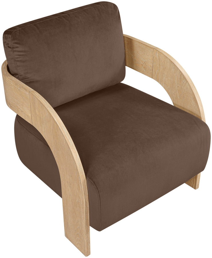 Cedra Velvet Performance Fabric Upholstered Chair in Brown - 33054Brown