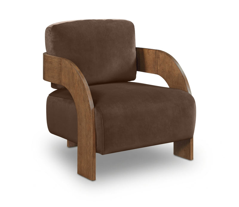 Cedra Velvet Performance Fabric Upholstered Chair in Brown - 33055Brown