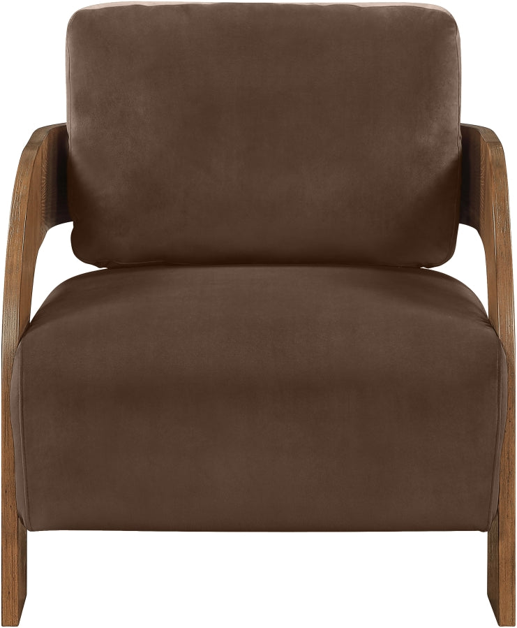 Cedra Velvet Performance Fabric Upholstered Chair in Brown - 33055Brown