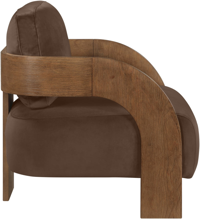 Cedra Velvet Performance Fabric Upholstered Chair in Brown - 33055Brown