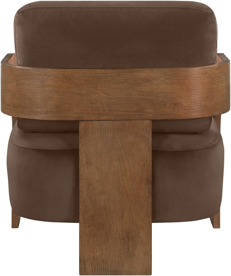Cedra Velvet Performance Fabric Upholstered Chair in Brown - 33055Brown