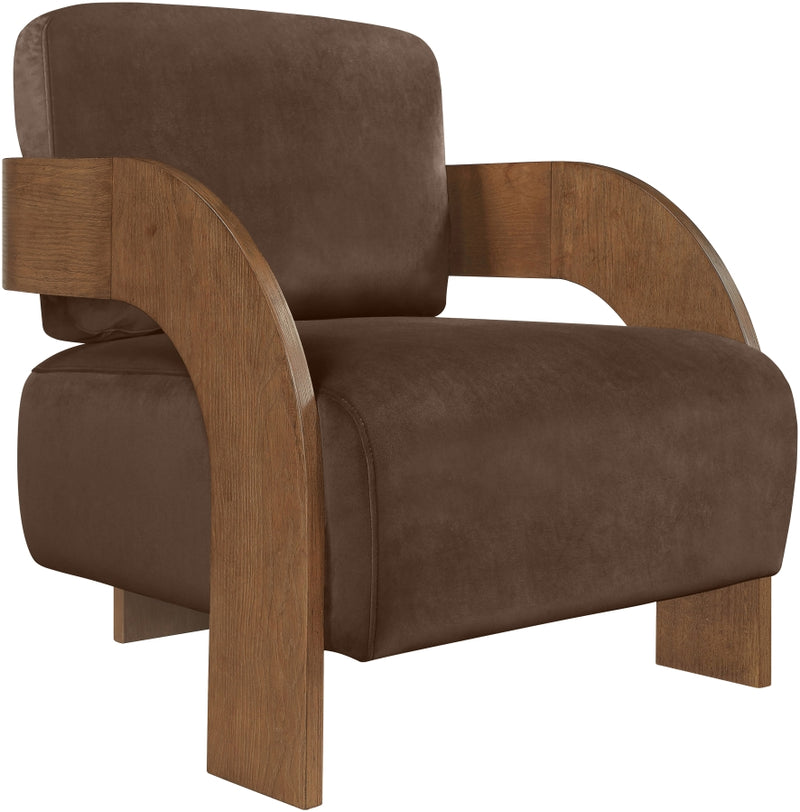 Cedra Velvet Performance Fabric Upholstered Chair in Brown - 33055Brown