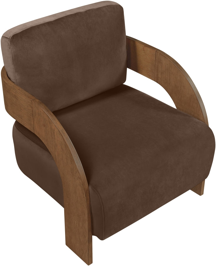 Cedra Velvet Performance Fabric Upholstered Chair in Brown - 33055Brown