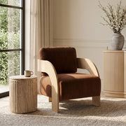 Cedra Velvet Performance Fabric Upholstered Chair in Cognac - 33054Cognac