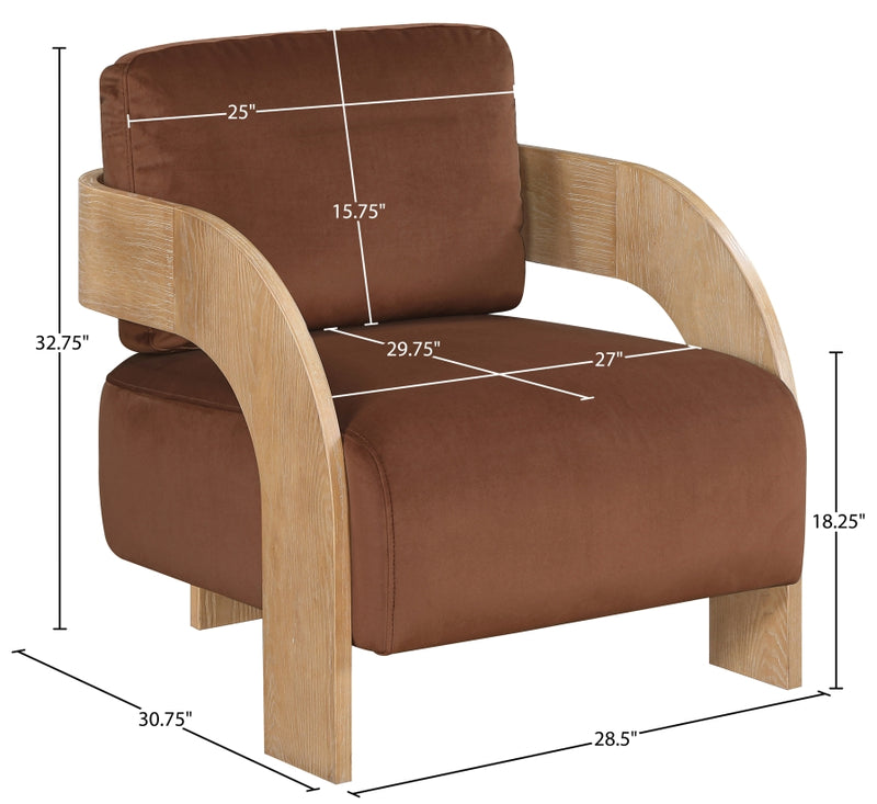 Cedra Velvet Performance Fabric Upholstered Chair in Cognac - 33054Cognac