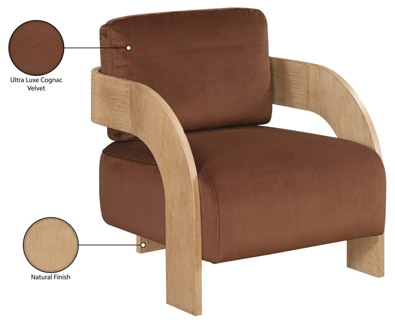Cedra Velvet Performance Fabric Upholstered Chair in Cognac - 33054Cognac