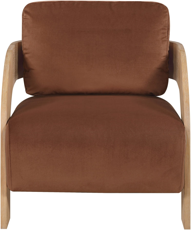 Cedra Velvet Performance Fabric Upholstered Chair in Cognac - 33054Cognac