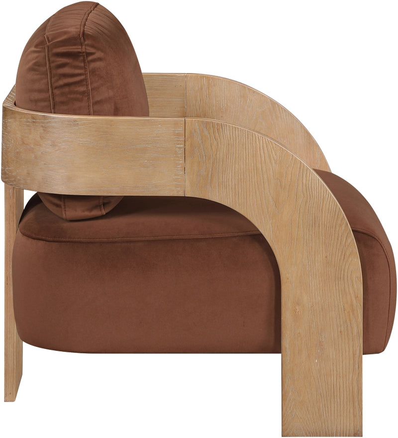 Cedra Velvet Performance Fabric Upholstered Chair in Cognac - 33054Cognac