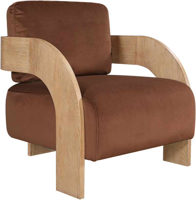 Cedra Velvet Performance Fabric Upholstered Chair in Cognac - 33054Cognac