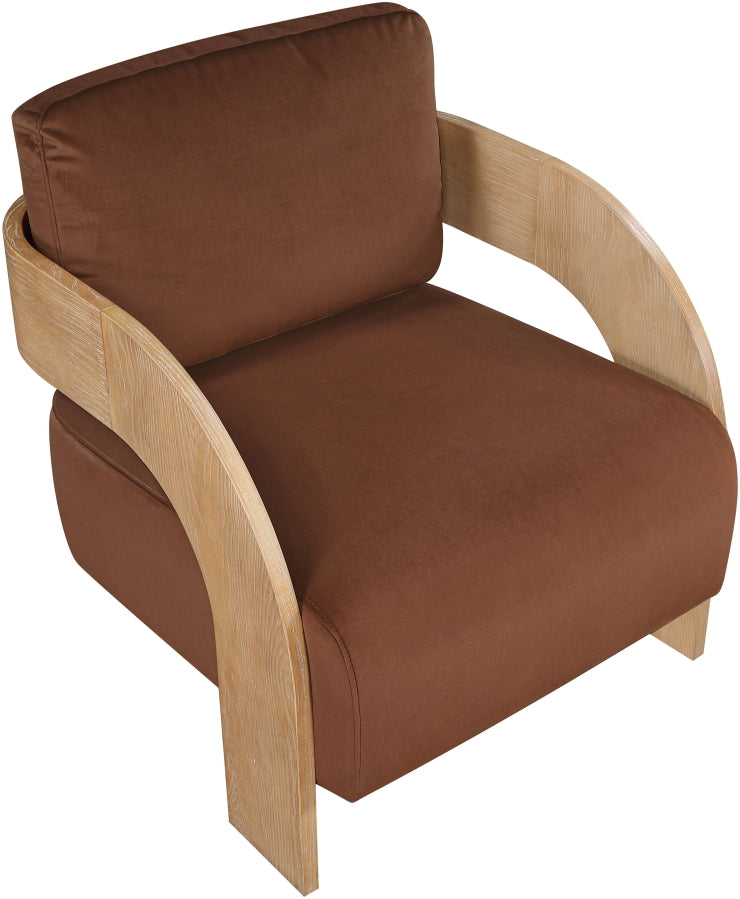 Cedra Velvet Performance Fabric Upholstered Chair in Cognac - 33054Cognac