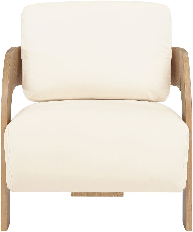 Cedra Velvet Performance Fabric Upholstered Chair in Cream - 33054Cream